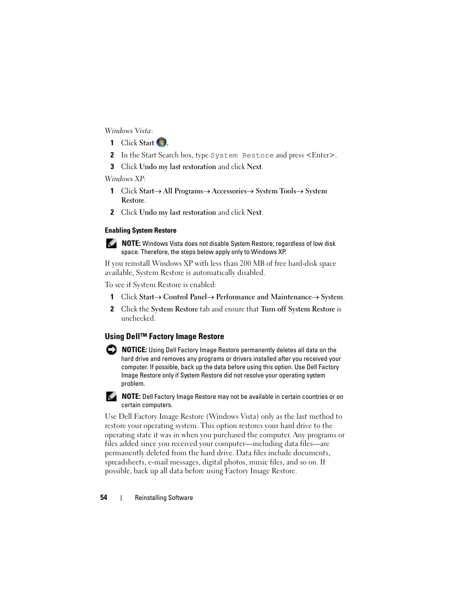 Using dell™ factory image restore | Dell Latitude E6400 User Manual | Page 54 / 70
