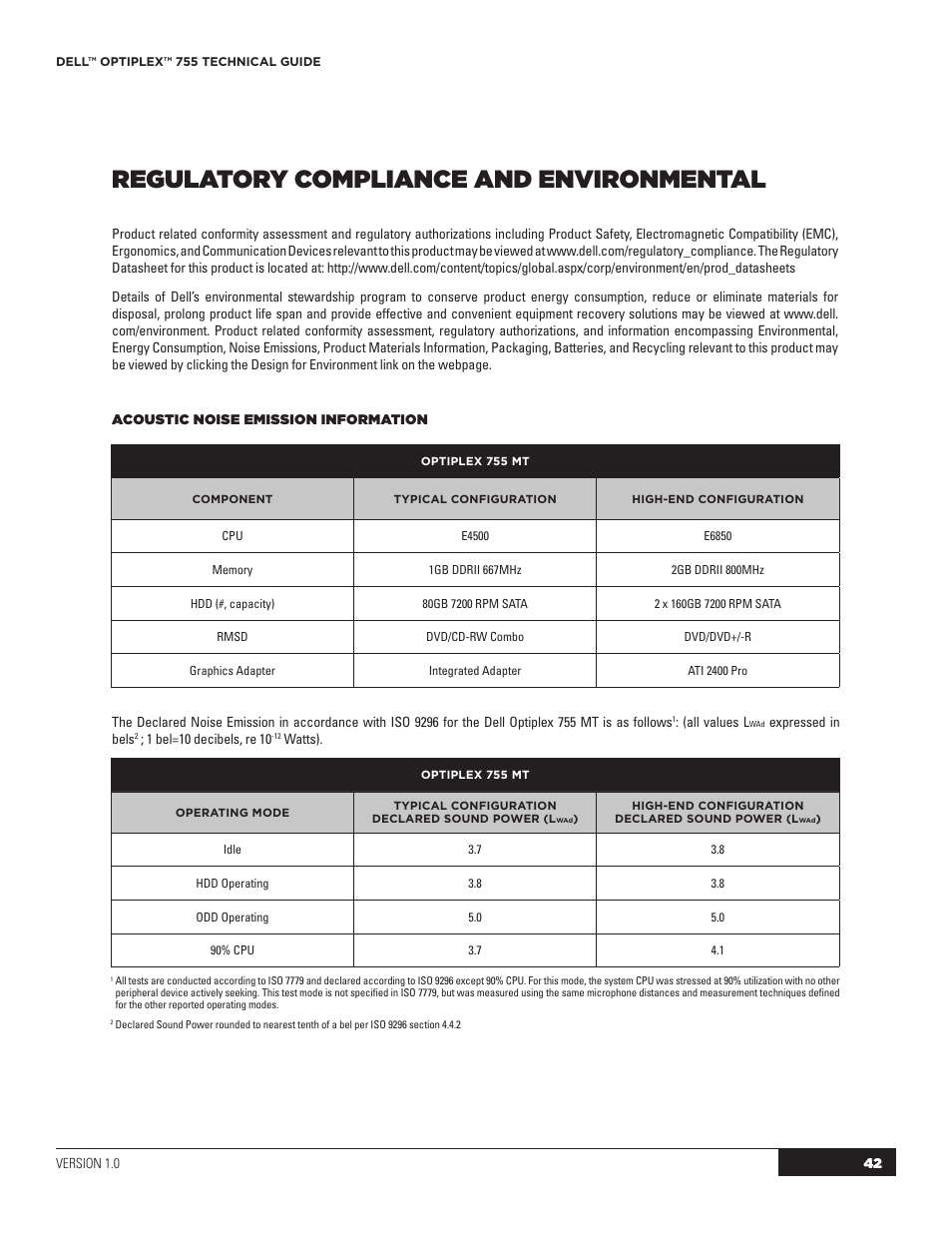 Regulatory compliance and environmental | Dell OptiPlex 755 User Manual | Page 42 / 45