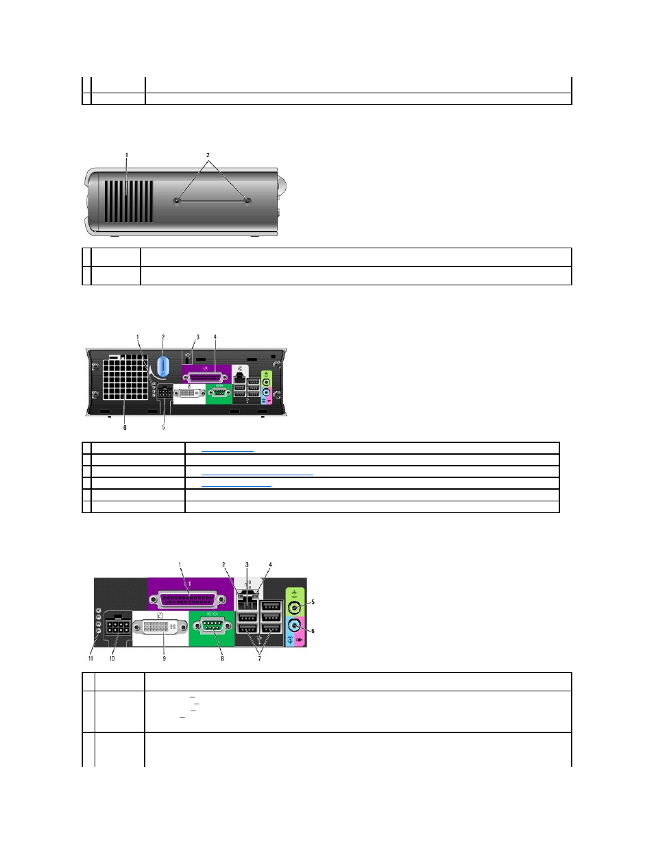 Side view, Back view, Back panel connectors | Dell OptiPlex 755 User Manual | Page 221 / 248