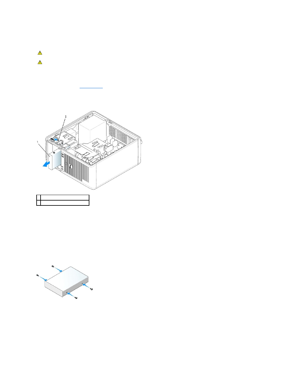 Floppy drive and media card reader, Removing the floppy drive or media card reader, Installing the floppy drive or media card reader | Dell OptiPlex 745 User Manual | Page 103 / 212