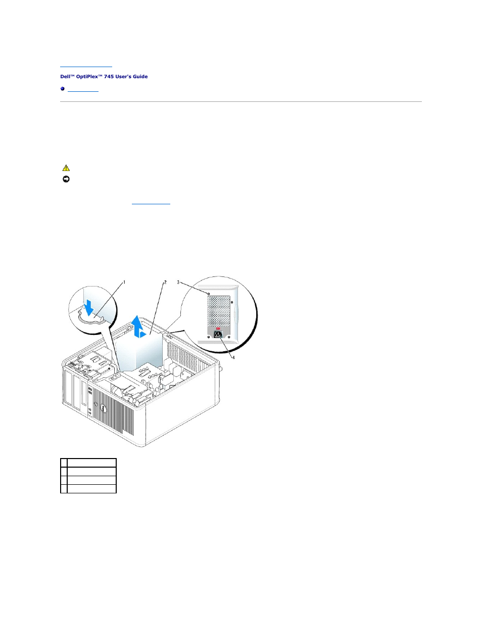 Power supply, Replacing the power supply | Dell OptiPlex 745 User Manual | Page 108 / 212