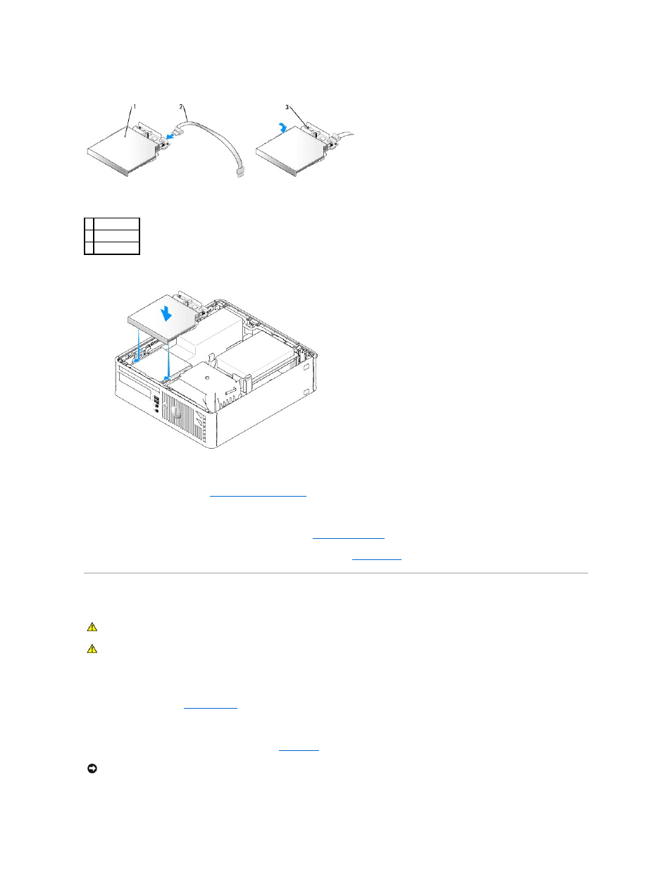 Floppy drive and media card reader, Removing a floppy drive or media card reader | Dell OptiPlex 745 User Manual | Page 134 / 212