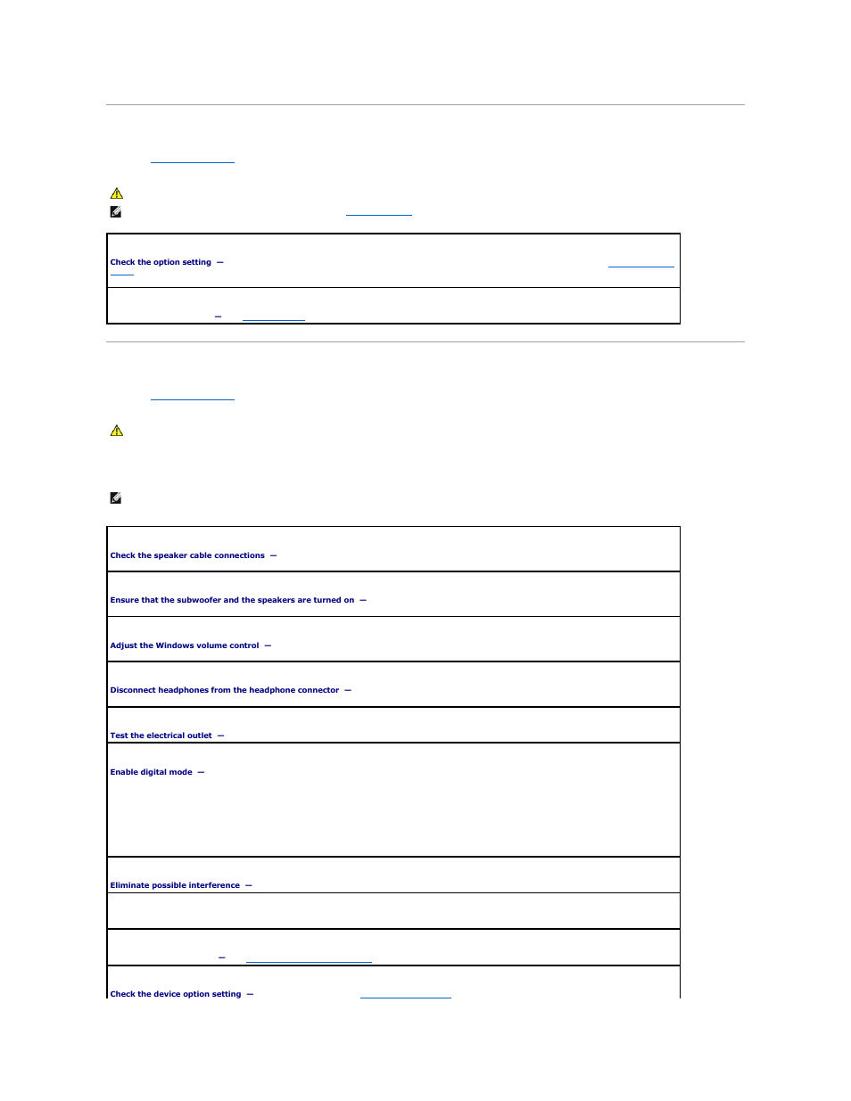 Serial or parallel device problems, Sound and speaker problems, No sound from speakers | Dell OptiPlex 745 User Manual | Page 164 / 212