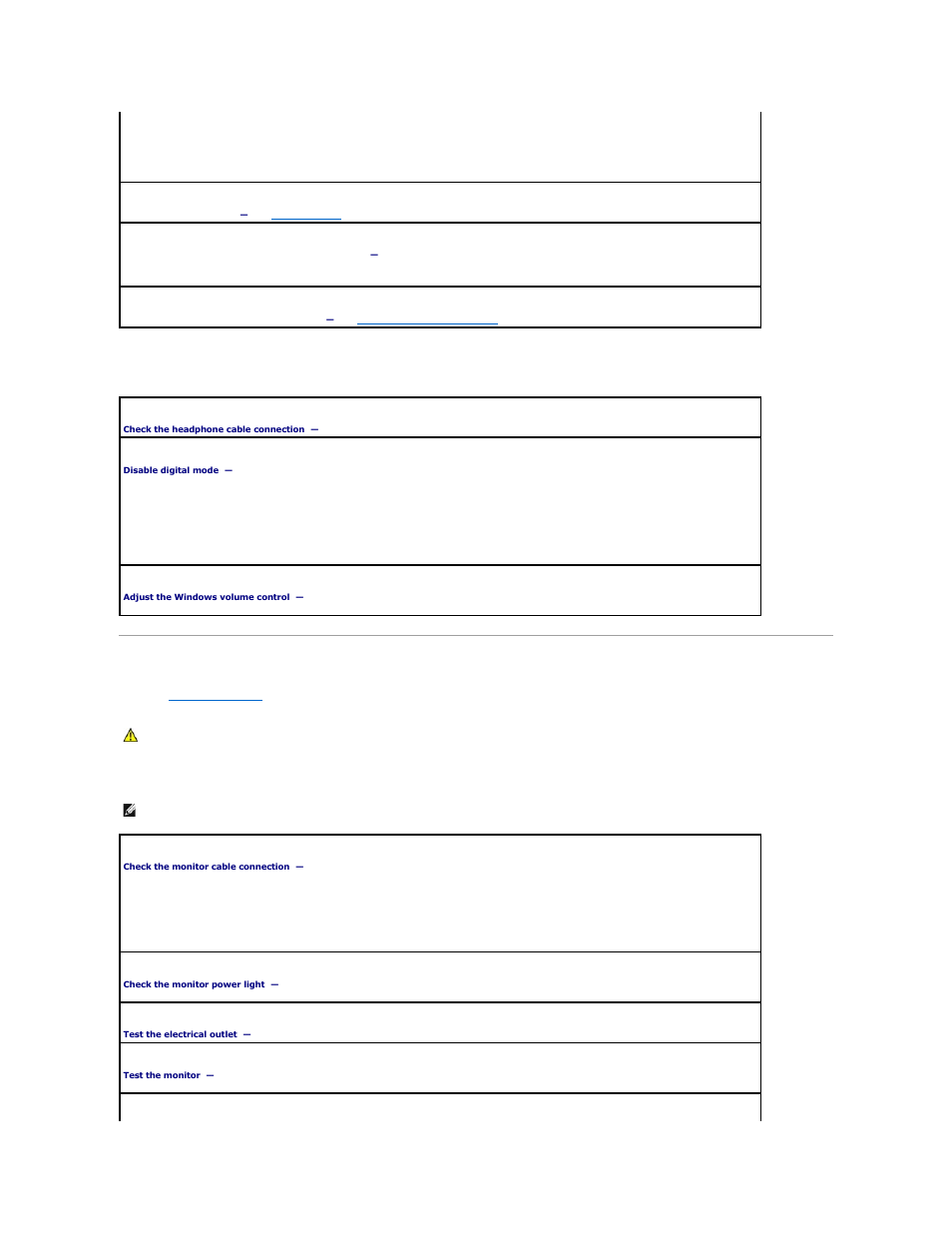 Video and monitor problems, No sound from headphones, If the screen is blank | Dell OptiPlex 745 User Manual | Page 165 / 212