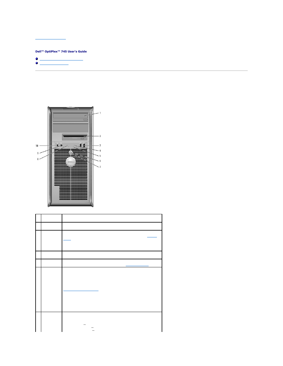 Mini tower computer, About your mini tower computer, Front view | Dell OptiPlex 745 User Manual | Page 174 / 212