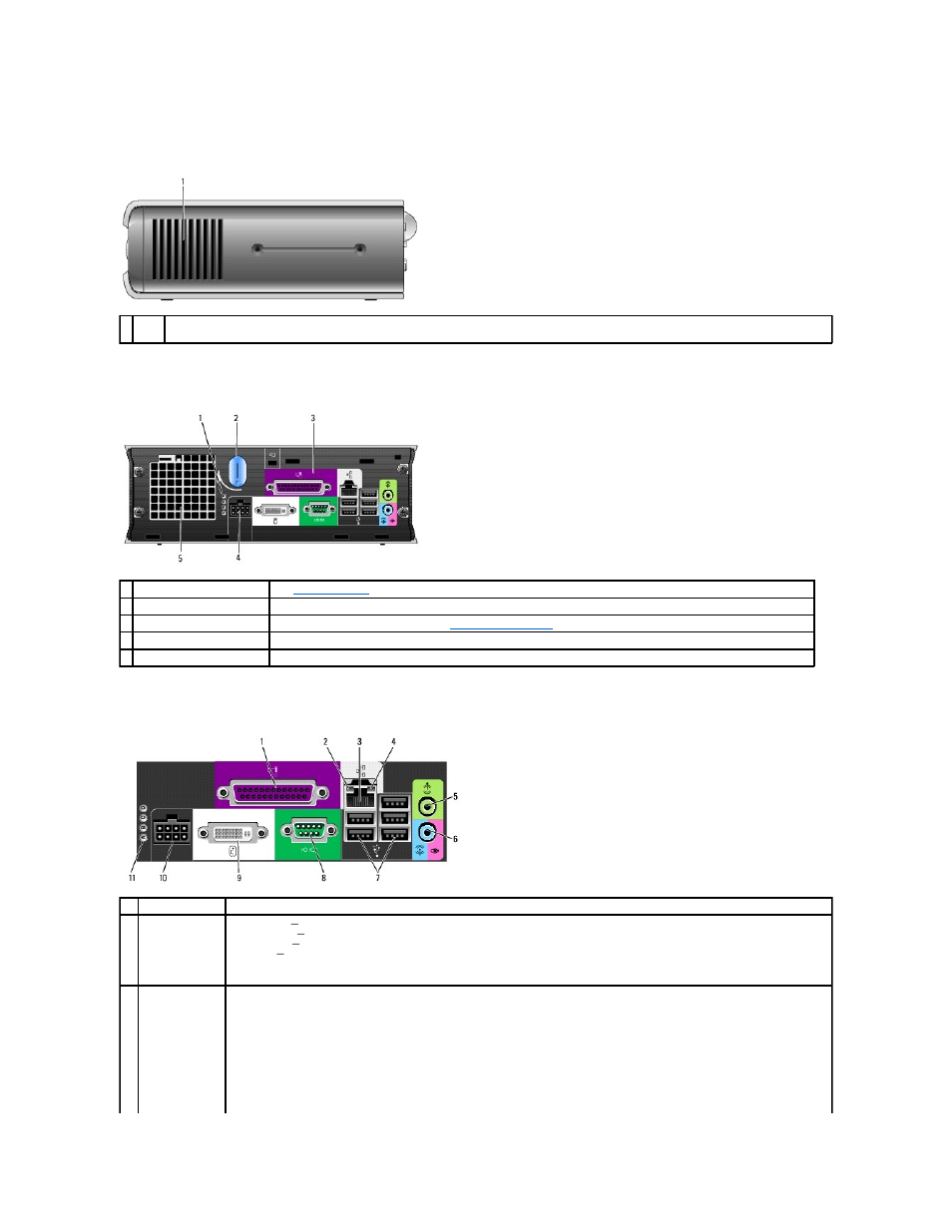 Side view, Back view, Back-panel connectors | Dell OptiPlex 745 User Manual | Page 188 / 212