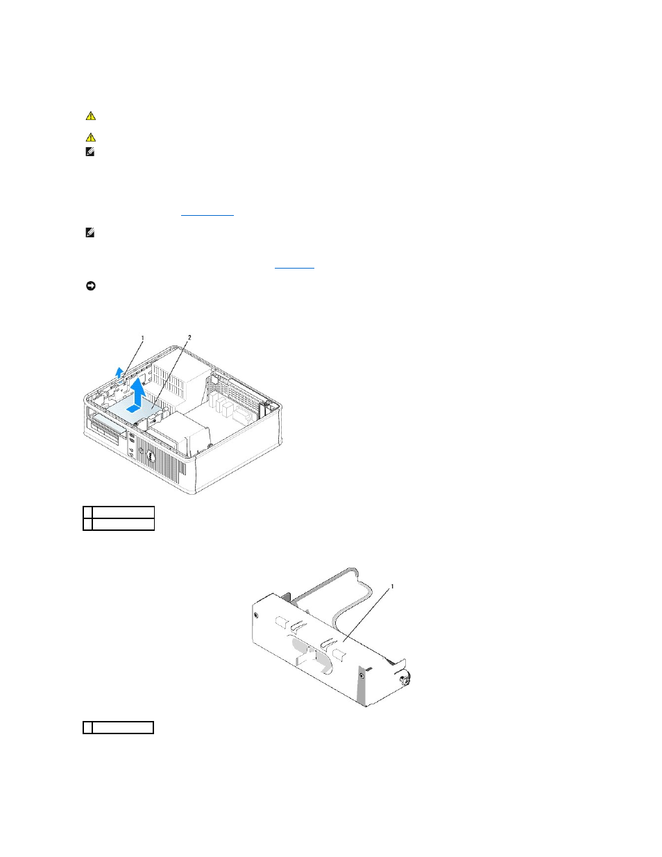 Floppy drive and media card reader, Removing a floppy drive or media card reader | Dell OptiPlex 745 User Manual | Page 44 / 212