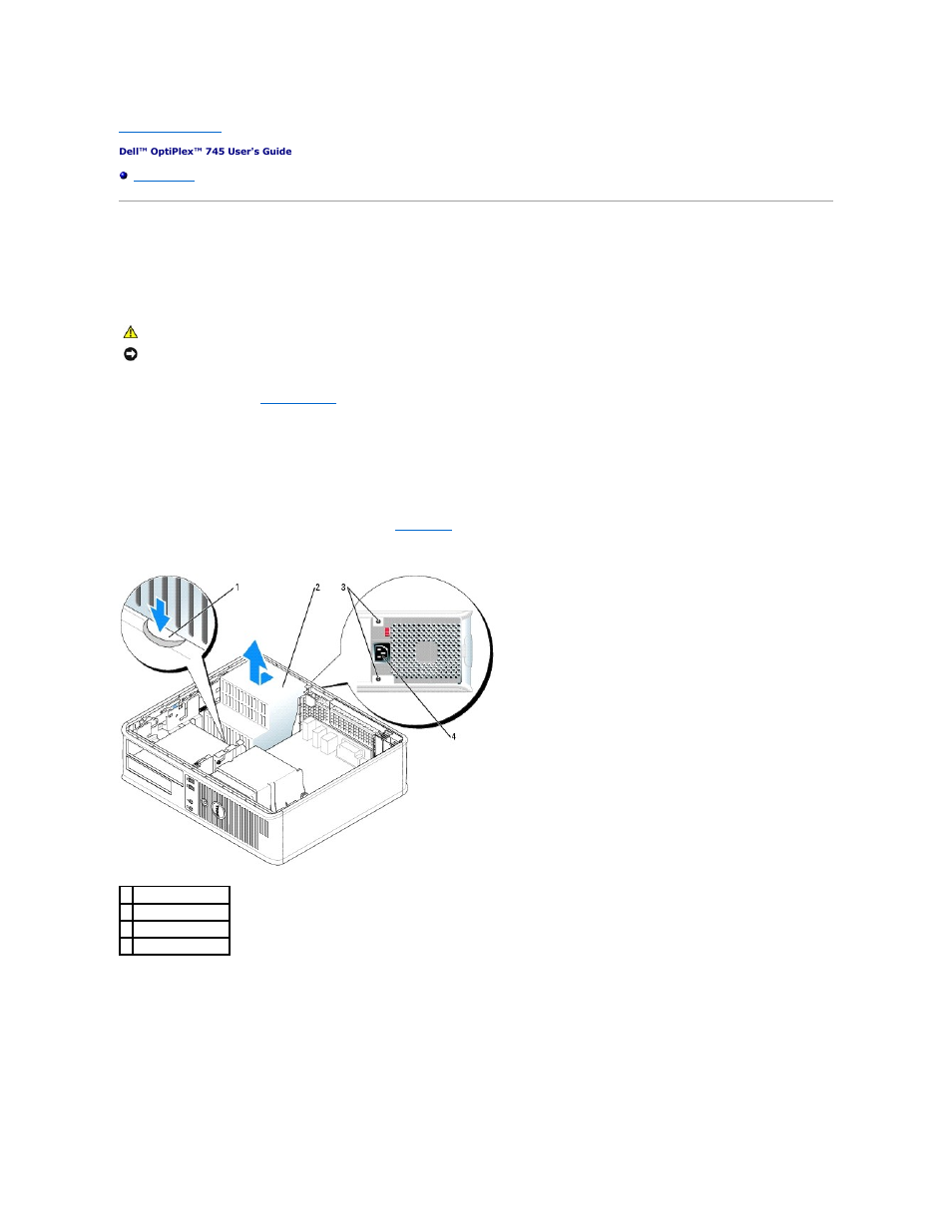 Power supply, Replacing the power supply | Dell OptiPlex 745 User Manual | Page 51 / 212