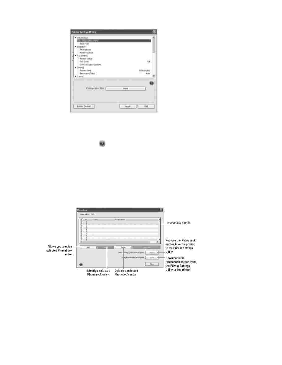 The directory section, The fax setting section | Dell 2335DN User Manual | Page 48 / 284