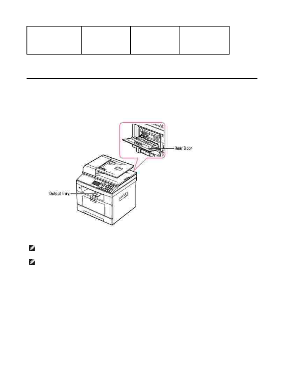 Selecting an output location, Printing to the output tray (face down) | Dell 2335DN User Manual | Page 64 / 284