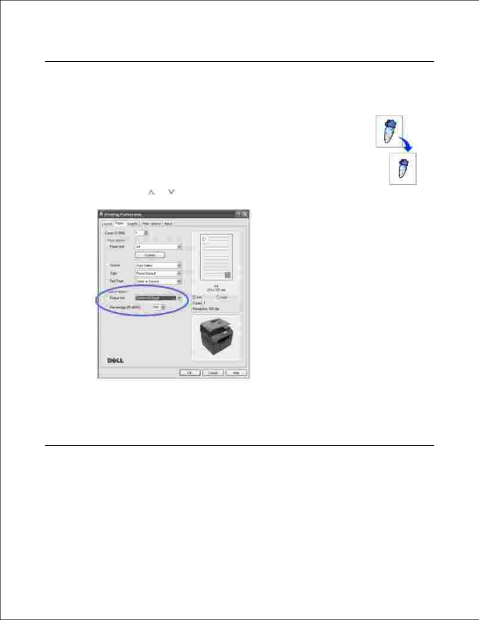 Printing a reduced or enlarged document, Fitting your document to a selected paper size | Dell 2335DN User Manual | Page 86 / 284