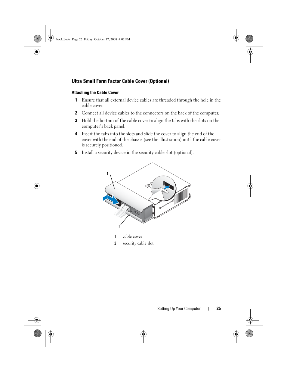 Ultra small form factor cable cover (optional) | Dell OptiPlex 760 User Manual | Page 25 / 76