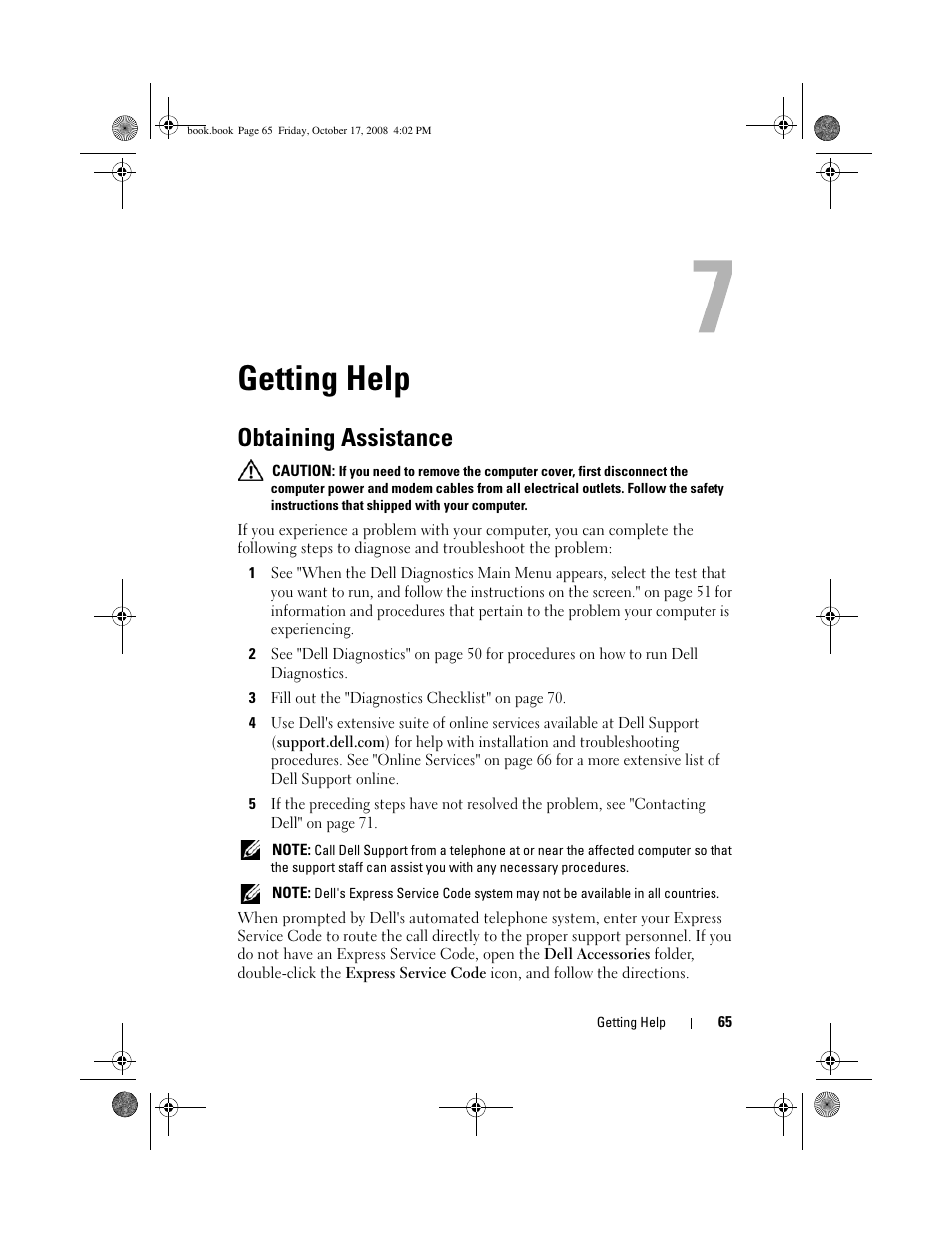 Getting help, Obtaining assistance | Dell OptiPlex 760 User Manual | Page 65 / 76