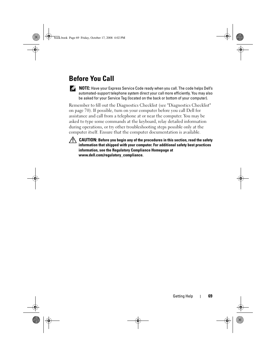 Before you call | Dell OptiPlex 760 User Manual | Page 69 / 76