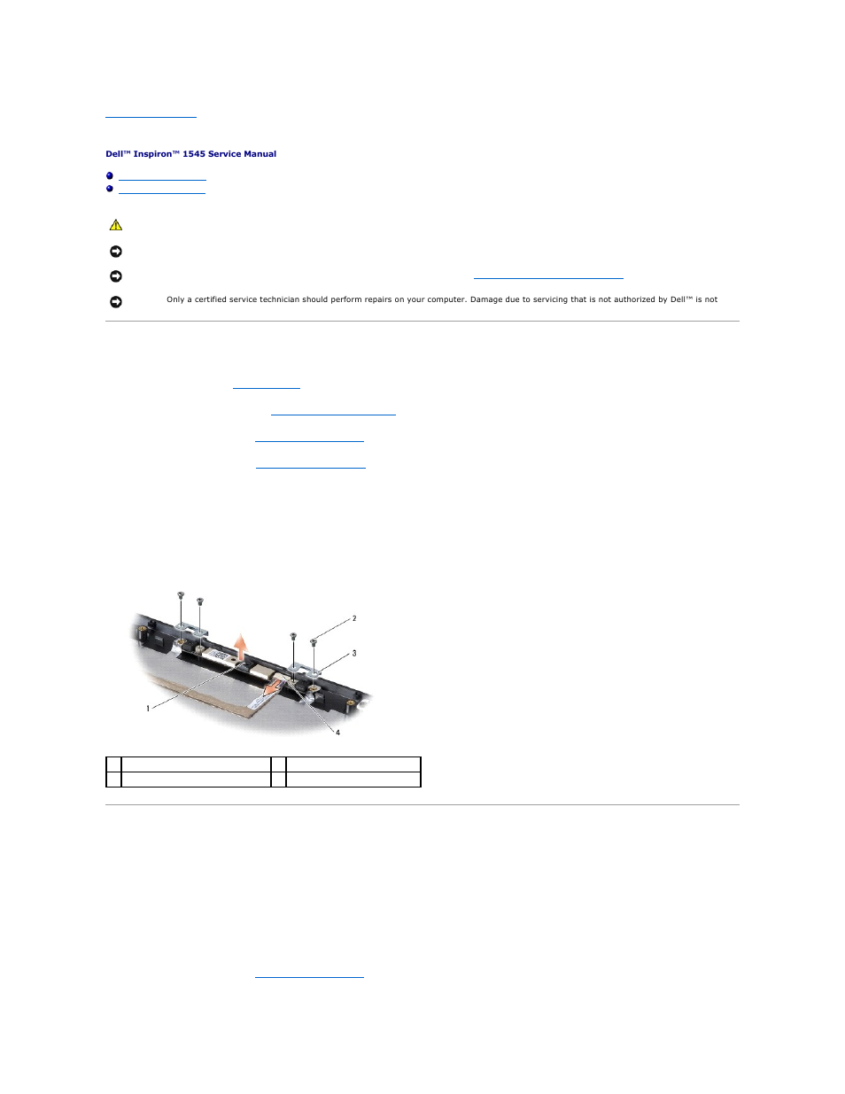 Camera (optional), Removing the camera, Replacing the camera | Dell Inspiron 1545 User Manual | Page 12 / 51