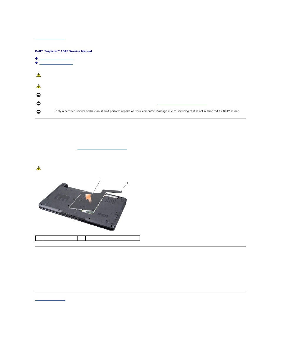 Base cover, Removing the base cover, Replacing the base cover | Dell Inspiron 1545 User Manual | Page 3 / 51