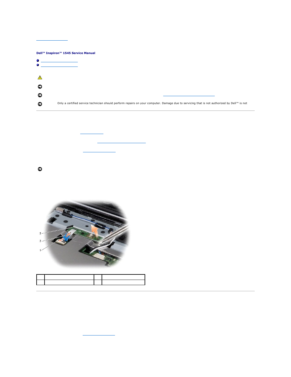 Power board, Removing the power board, Replacing the power board | Dell Inspiron 1545 User Manual | Page 44 / 51