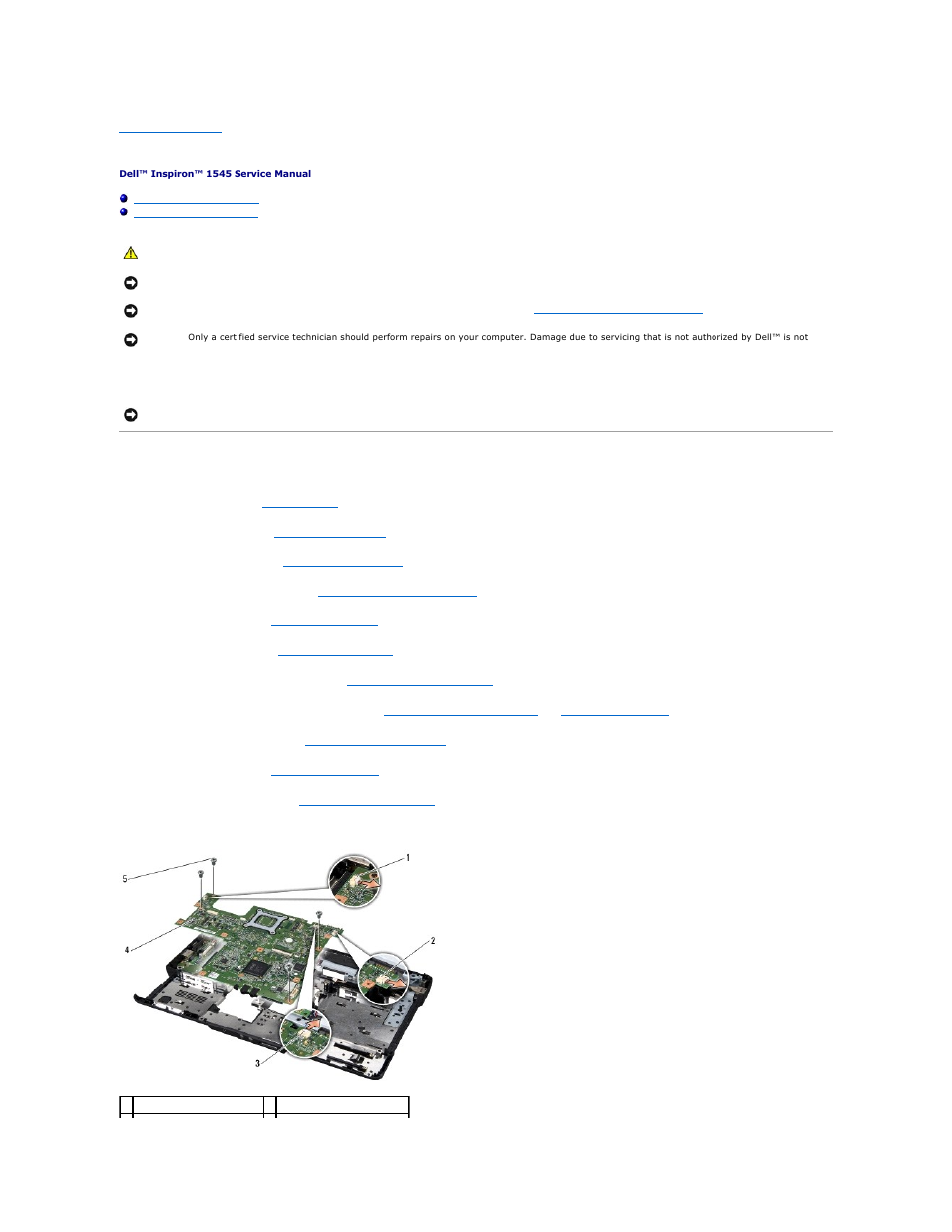 System board, Removing the system board | Dell Inspiron 1545 User Manual | Page 47 / 51