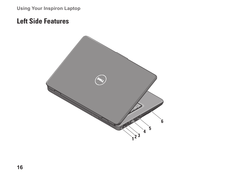 Left side features | Dell Inspiron 1545 User Manual | Page 18 / 72