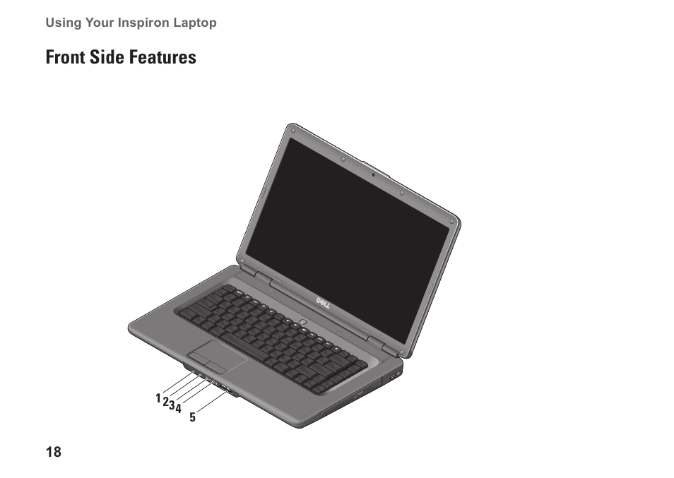 Front side features | Dell Inspiron 1545 User Manual | Page 20 / 72