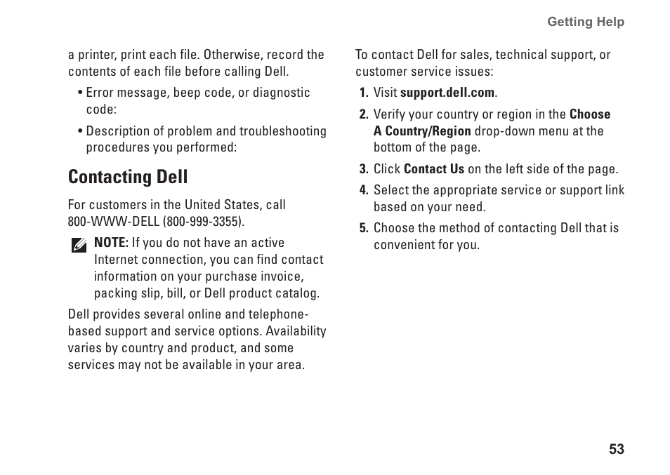 Contacting dell, 53 for assistance | Dell Inspiron 1545 User Manual | Page 55 / 72