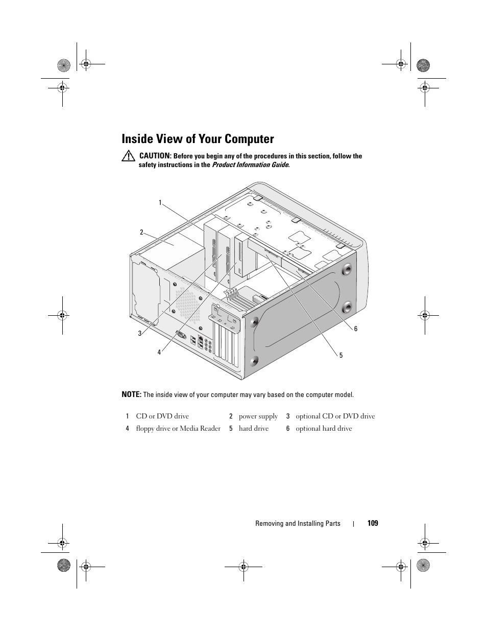 Inside view of your computer | Dell Inspiron 530 User Manual | Page 109 / 226