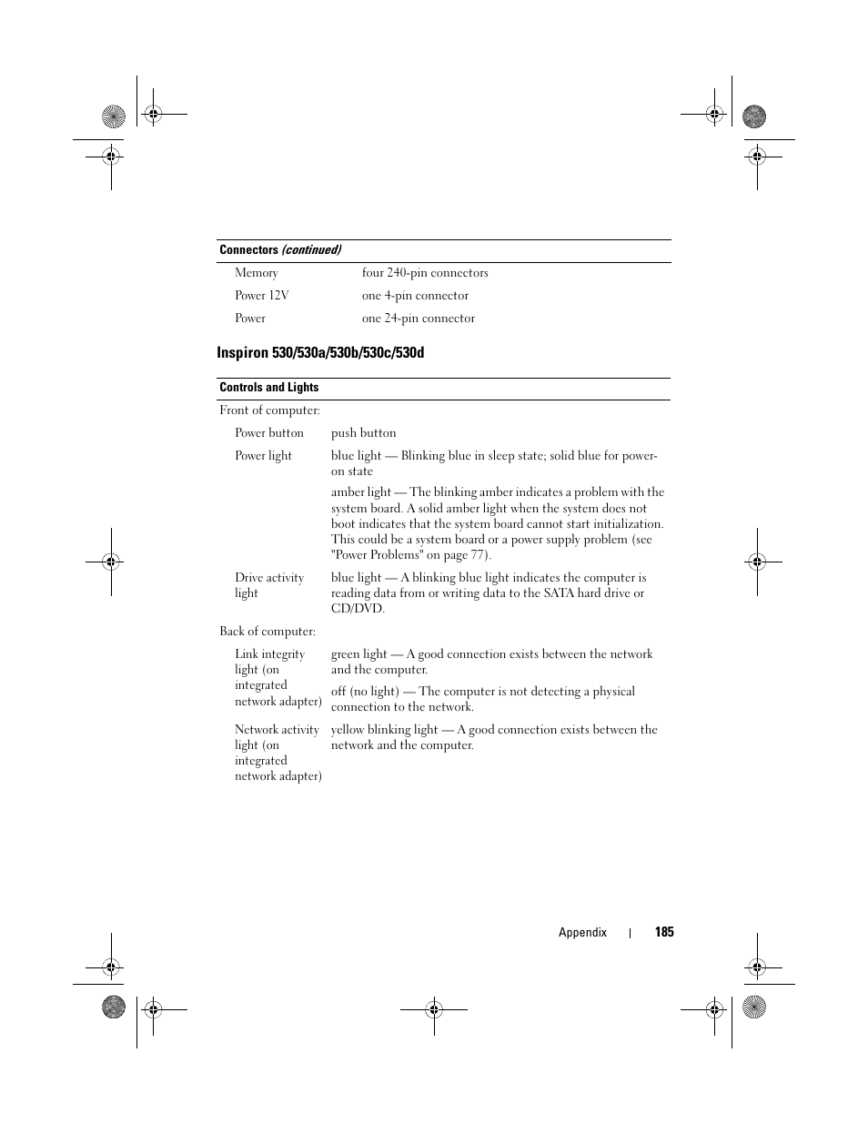Inspiron 530/530a/530b/530c/530d | Dell Inspiron 530 User Manual | Page 185 / 226