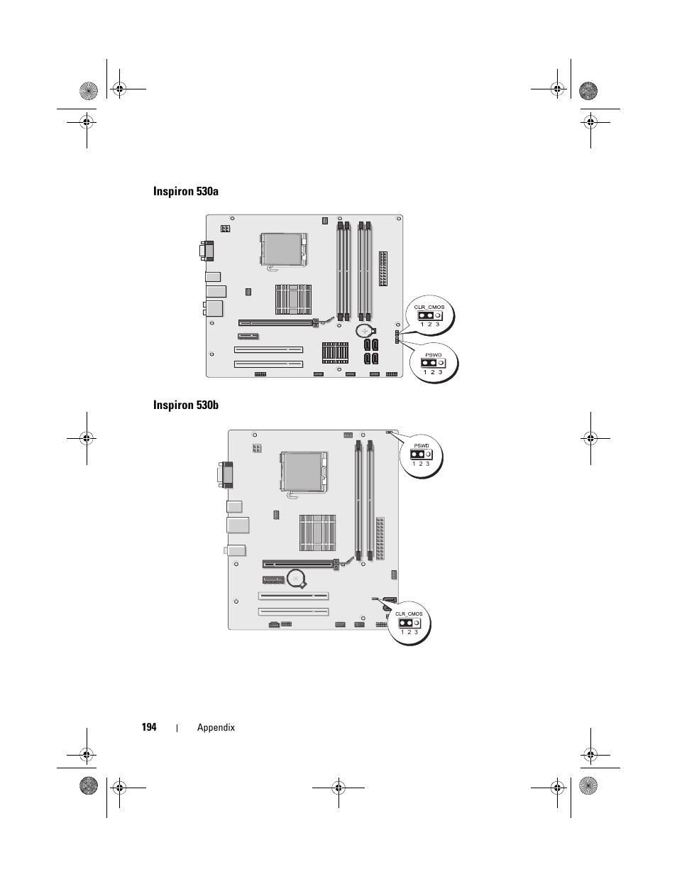 Inspiron 530a, Inspiron 530b | Dell Inspiron 530 User Manual | Page 194 / 226