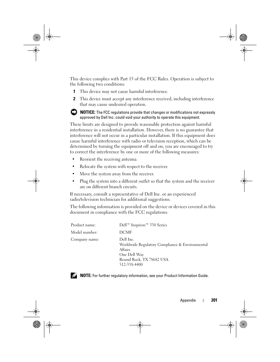 Dell Inspiron 530 User Manual | Page 201 / 226