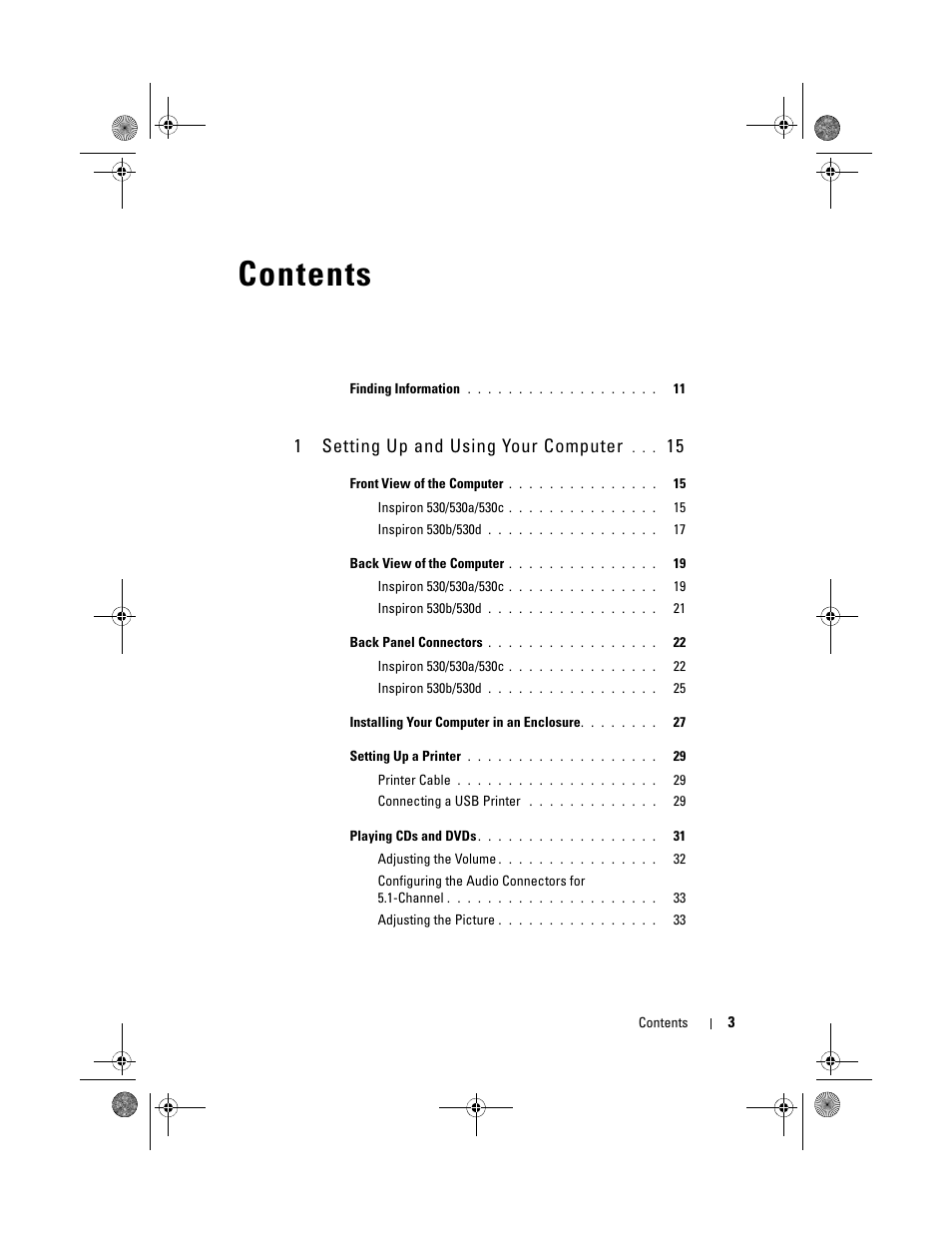 Dell Inspiron 530 User Manual | Page 3 / 226