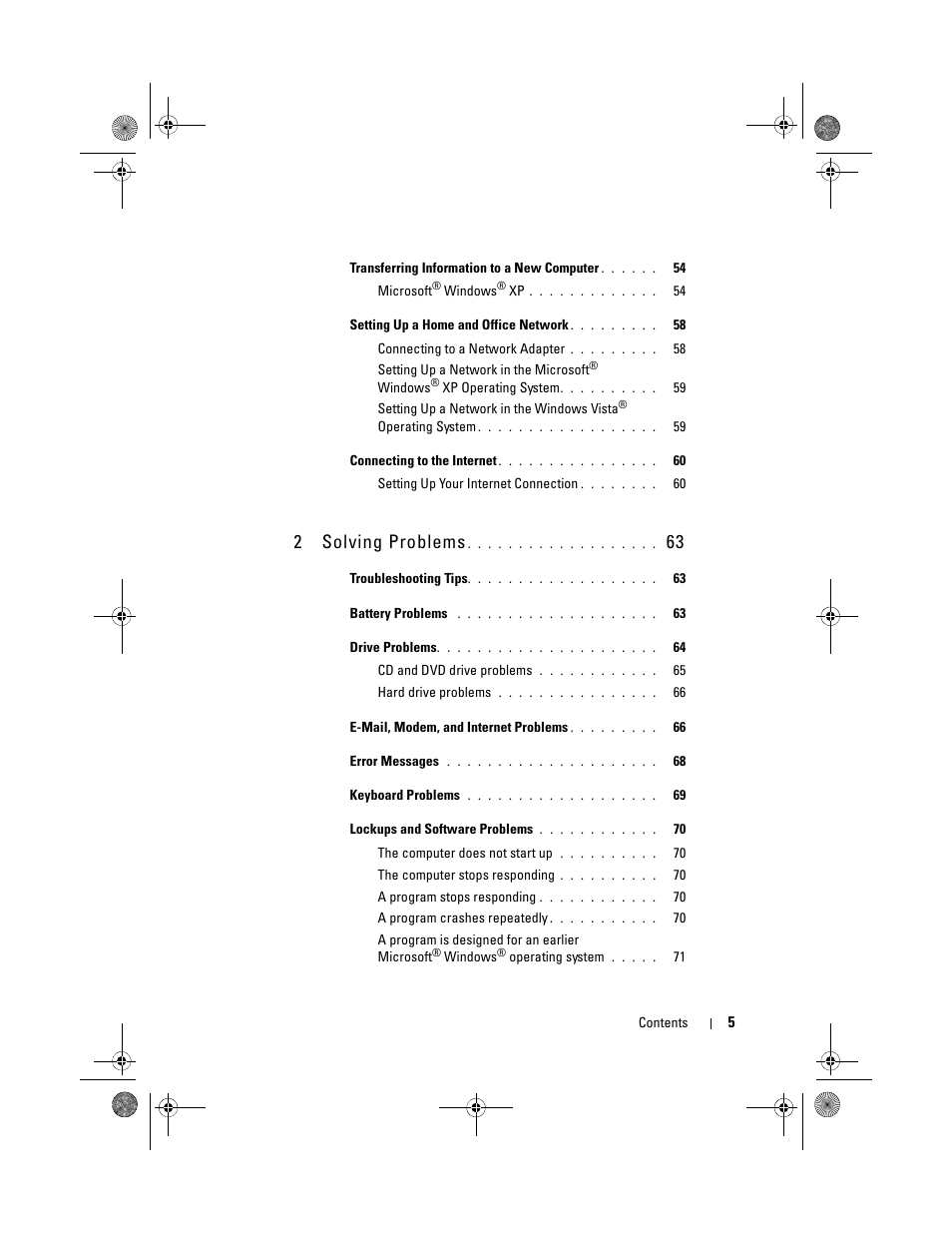 2 solving problems 63, 2solving problems | Dell Inspiron 530 User Manual | Page 5 / 226