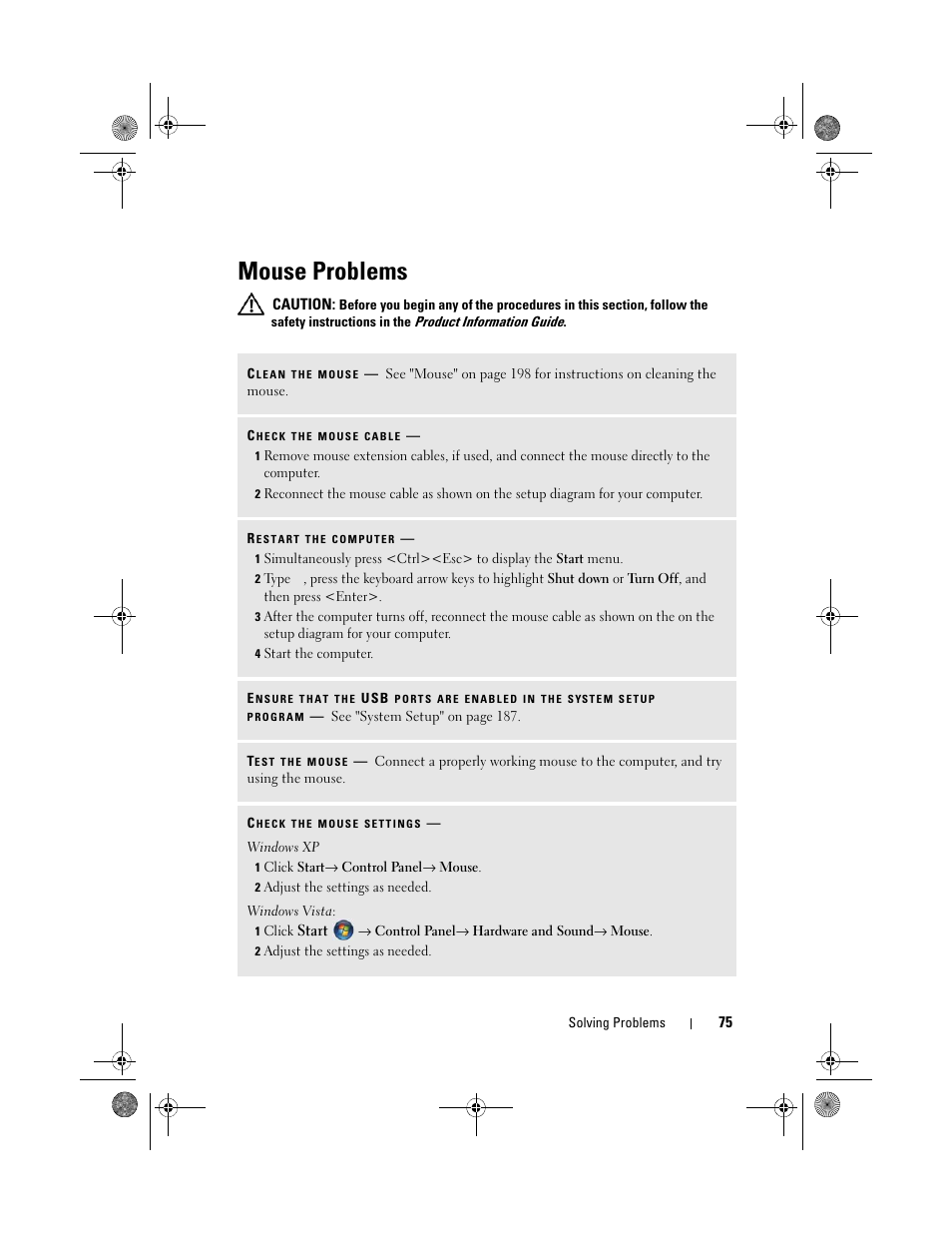 Mouse problems | Dell Inspiron 530 User Manual | Page 75 / 226