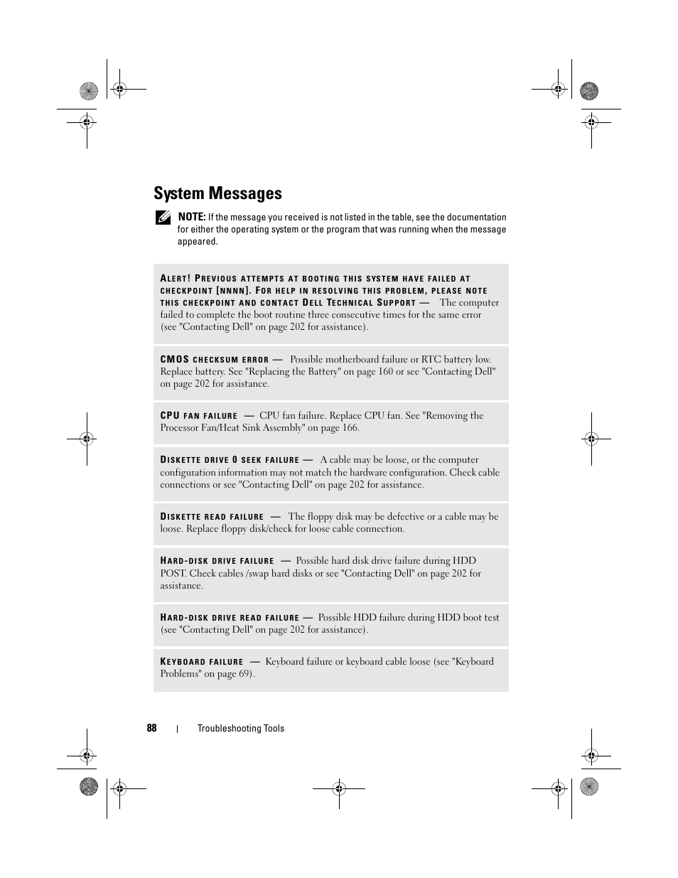 System messages | Dell Inspiron 530 User Manual | Page 88 / 226