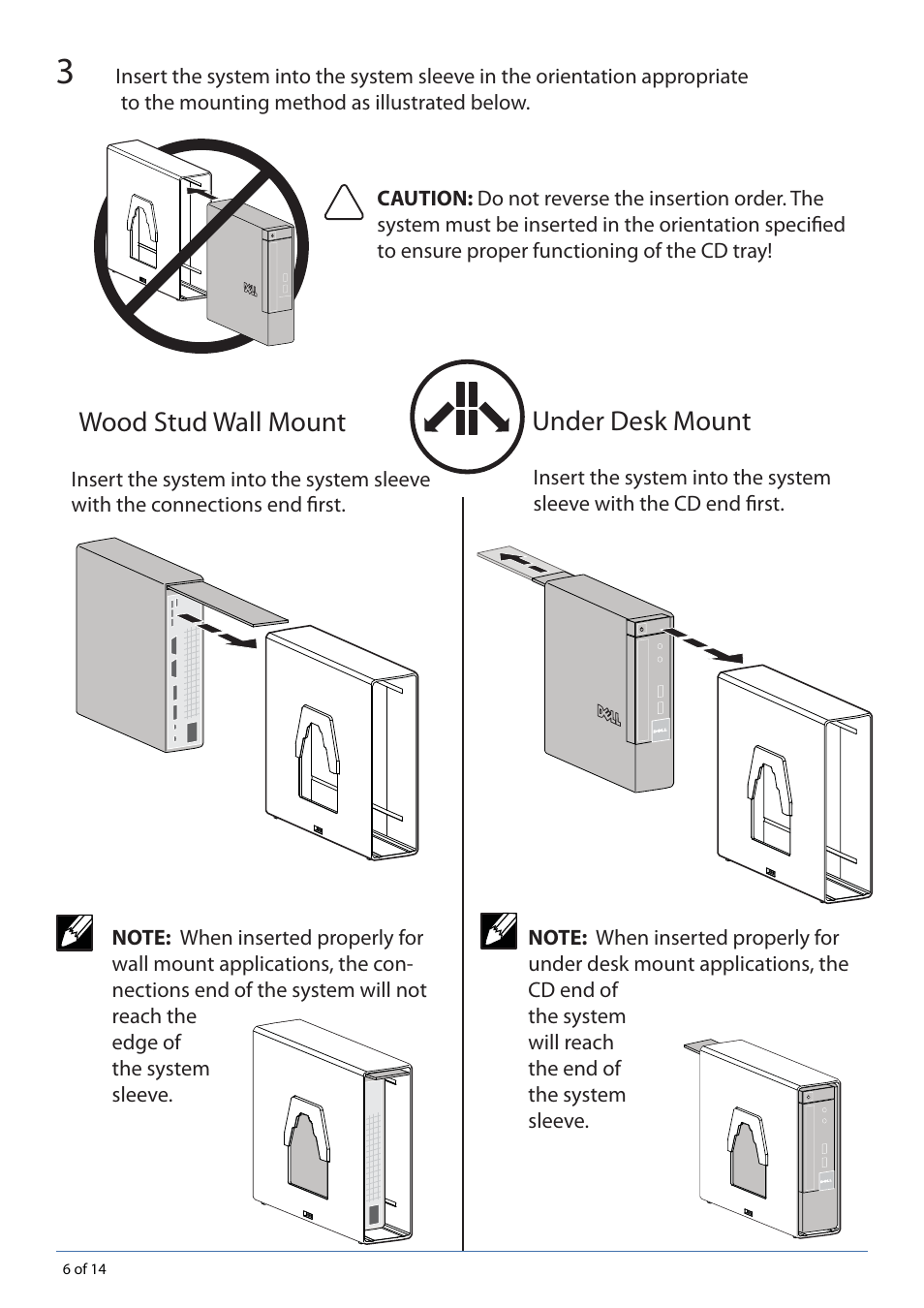 Under desk mount, Wood stud wall mount | Dell OptiPlex 780 User Manual | Page 6 / 14