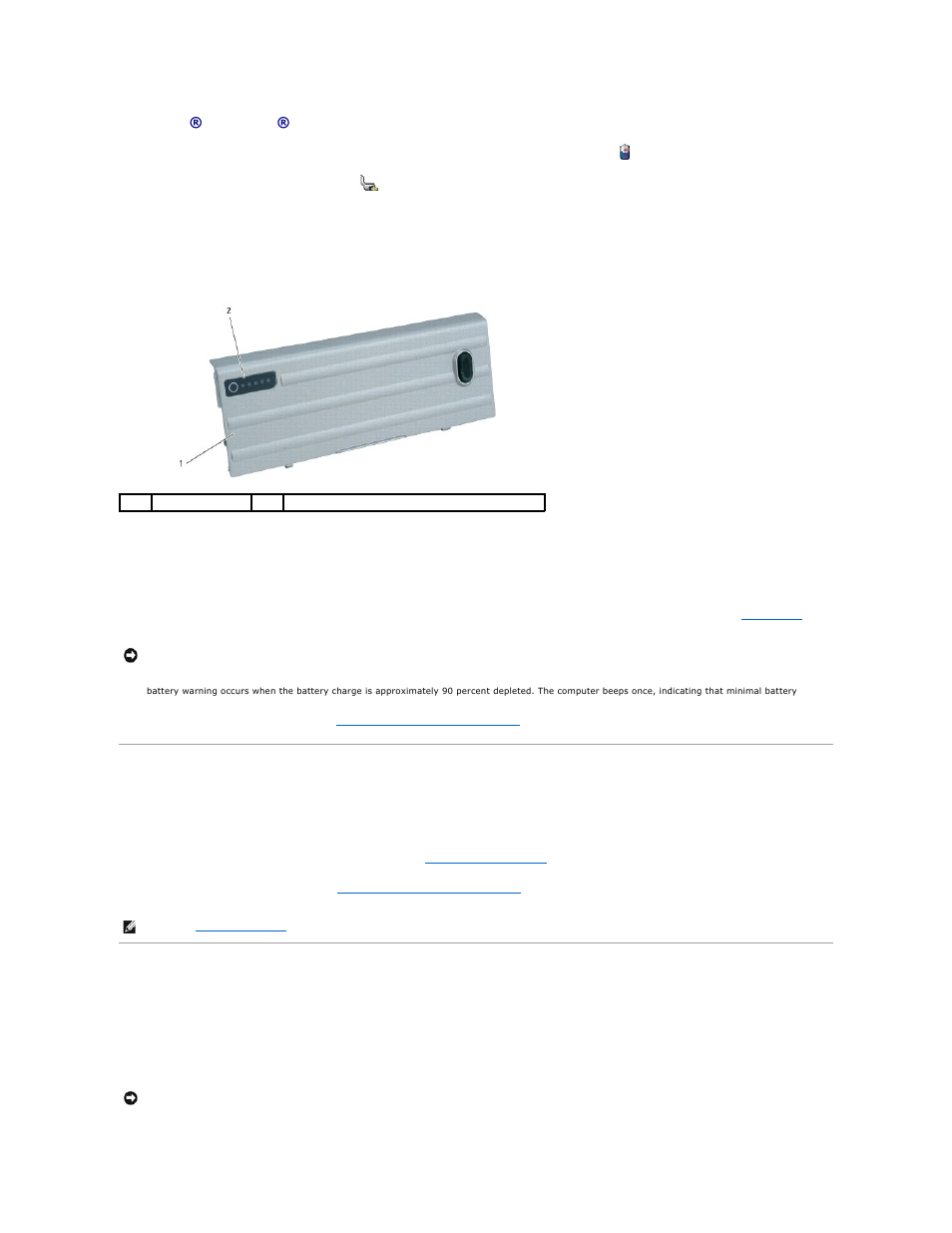 Conserving battery power, Power management modes, Microsoft® windows® power meter | Charge gauge, Health gauge, Standby mode | Dell Latitude D620 User Manual | Page 12 / 102