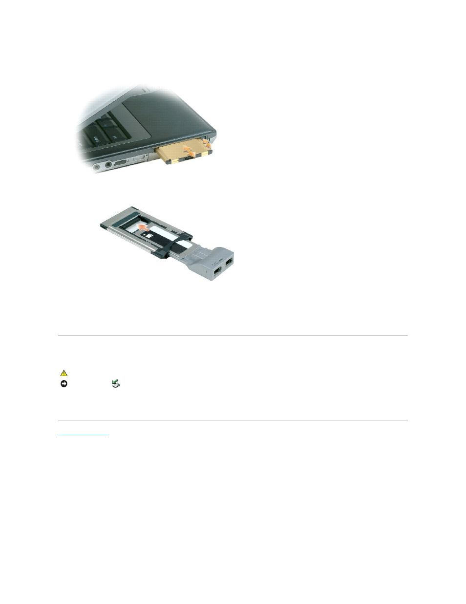 Removing a card or blank, To remove the blank, see | Dell Latitude D620 User Manual | Page 16 / 102