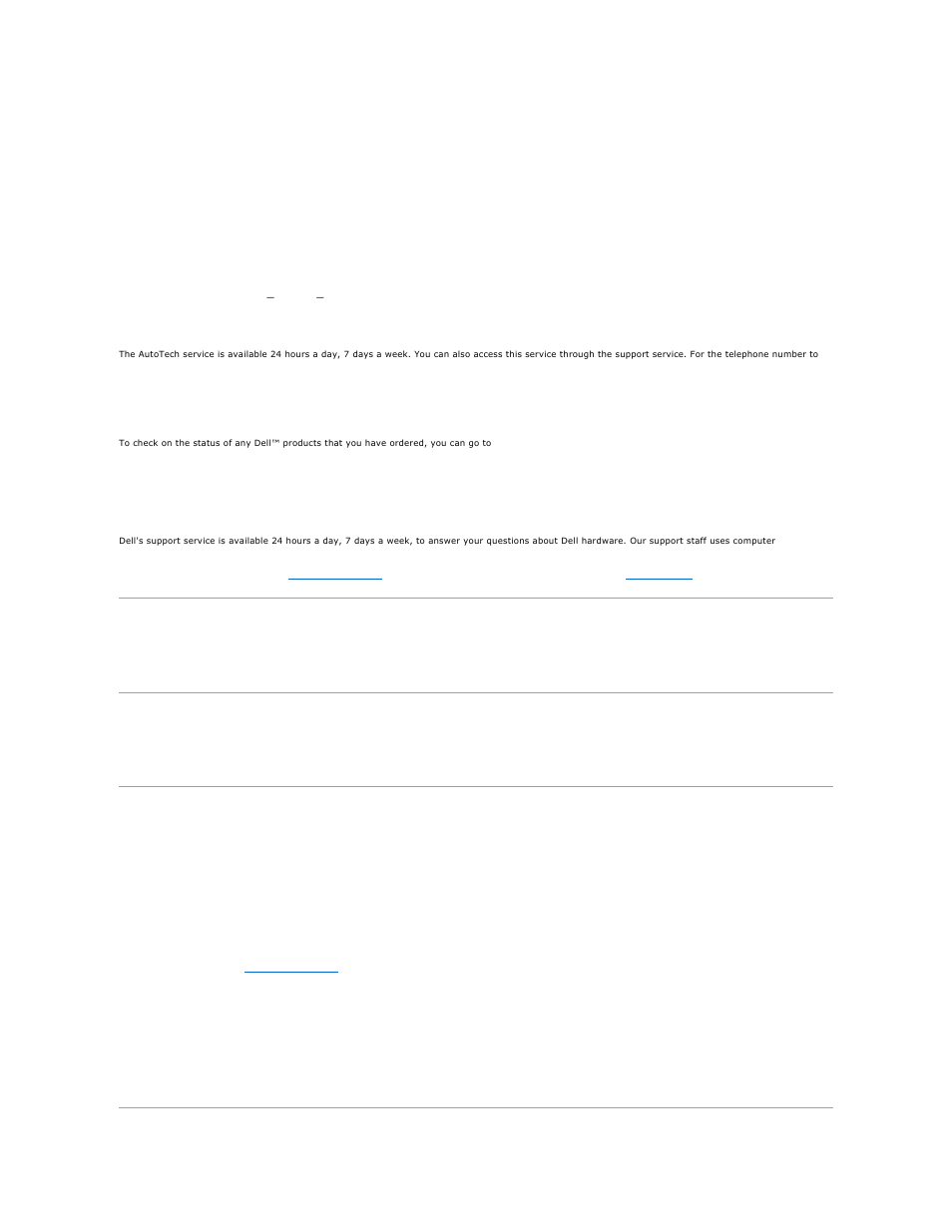 Problems with your order, Product information, Returning items for warranty repair or credit | Support service, Autotech service, Automated order-status service | Dell Latitude D620 User Manual | Page 37 / 102