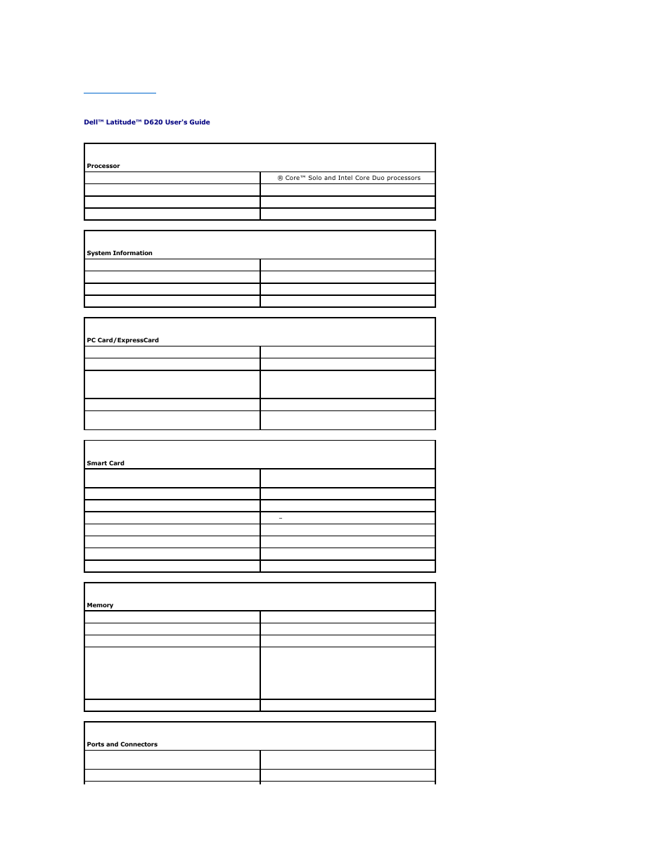 Specifications | Dell Latitude D620 User Manual | Page 72 / 102