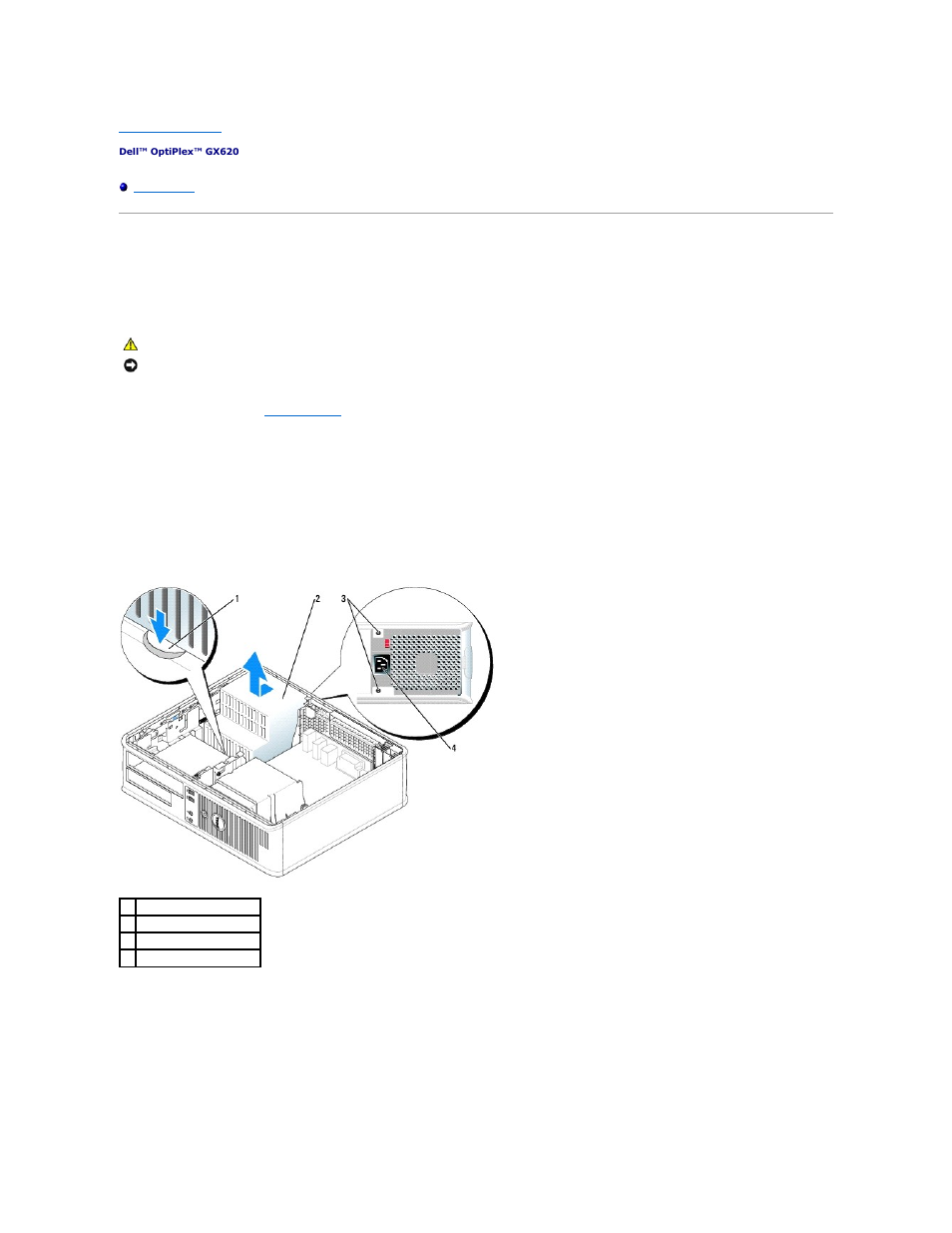 Power supply, Replacing the power supply | Dell OptiPlex GX620 User Manual | Page 138 / 221