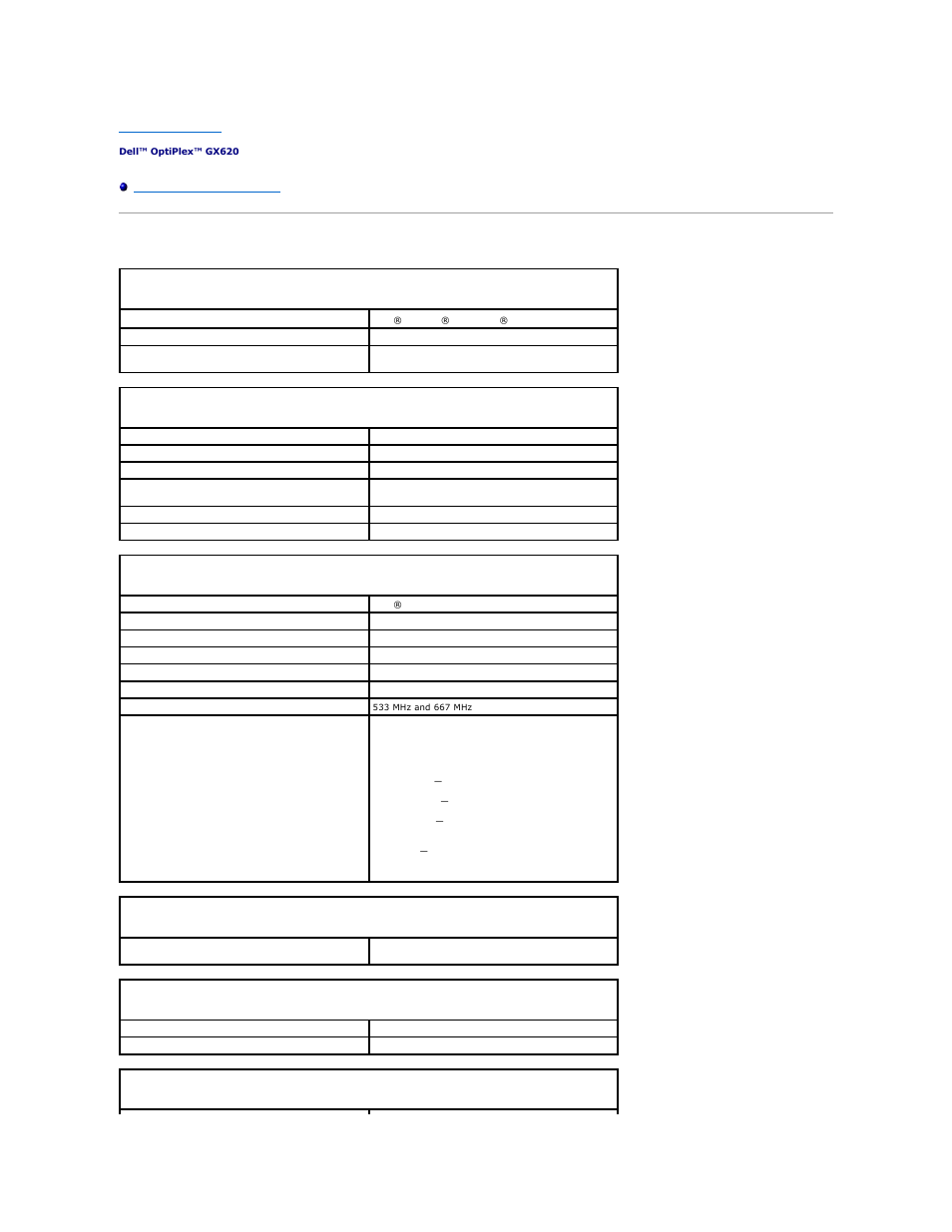 Desktop computer specifications | Dell OptiPlex GX620 User Manual | Page 142 / 221