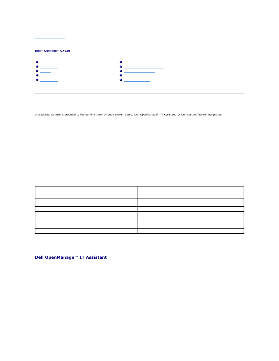 Advanced features, Legacyselect technology control, Manageability | Alert standard format, Dell openmanage™ it assistant, Dell openmanage client instrumentation | Dell OptiPlex GX620 User Manual | Page 2 / 221