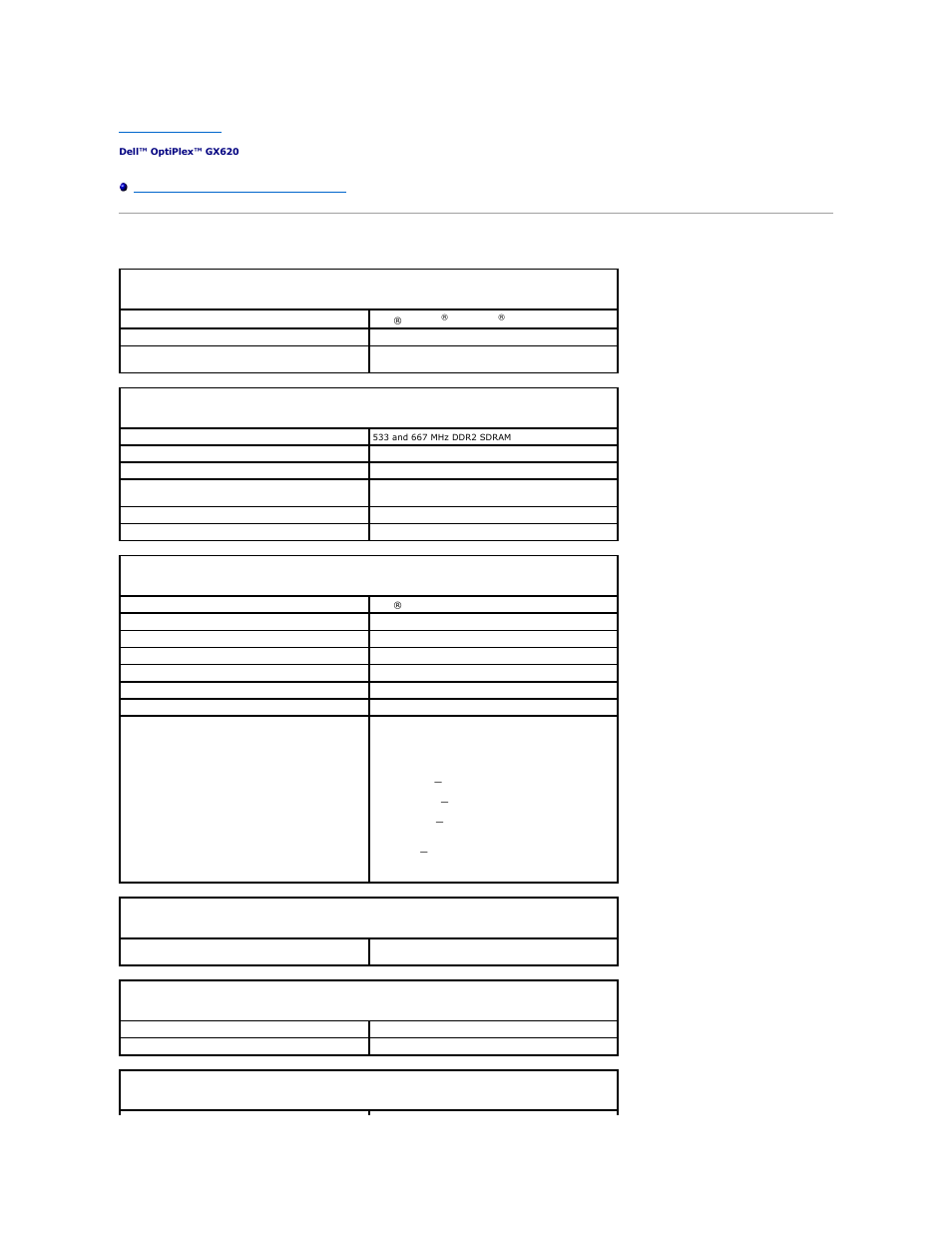 Ultra small form factor computer specifications | Dell OptiPlex GX620 User Manual | Page 215 / 221