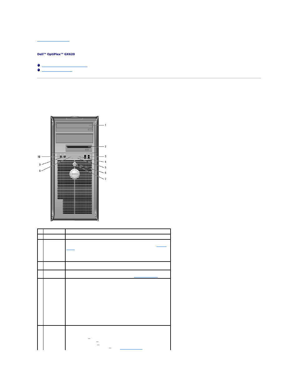 Mini tower computer, About your mini tower computer, Front view | Dell OptiPlex GX620 User Manual | Page 57 / 221