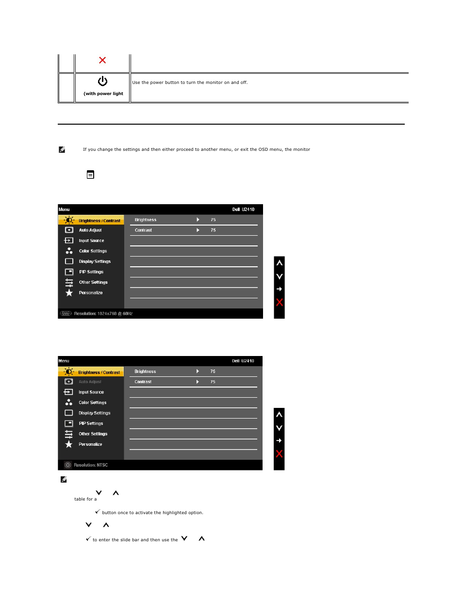 Using the on-screen display (osd) menu, Using the osd menu | Dell u2410 User Manual | Page 21 / 43