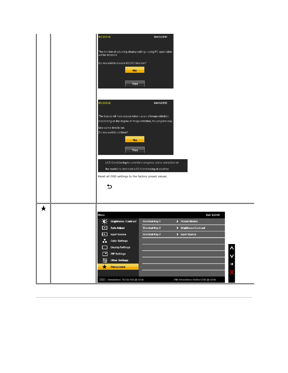 Osd warning messages | Dell u2410 User Manual | Page 28 / 43