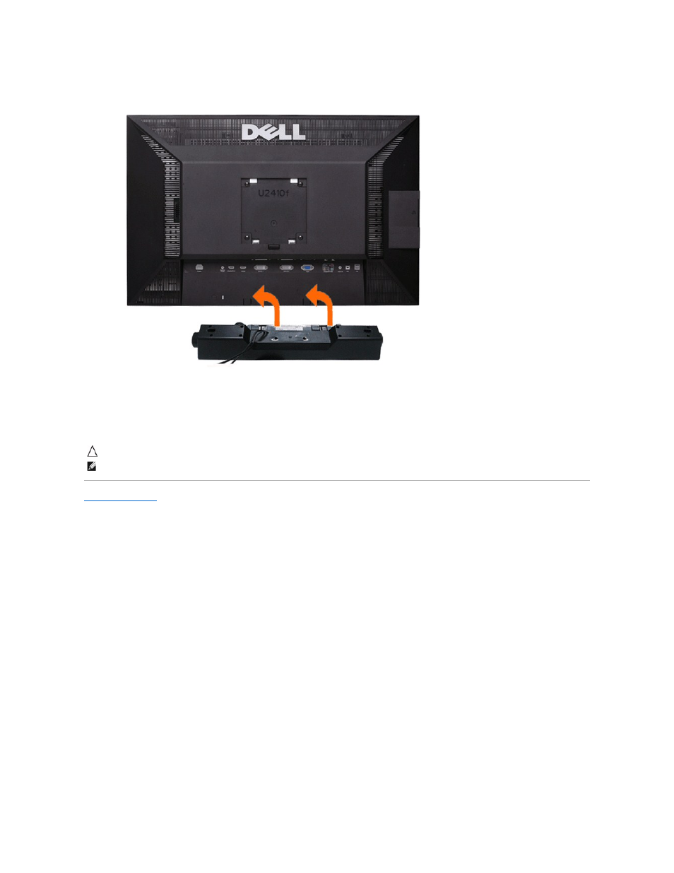 Attaching the soundbar (optional), Attaching the soundbar(optional) | Dell u2410 User Manual | Page 38 / 43