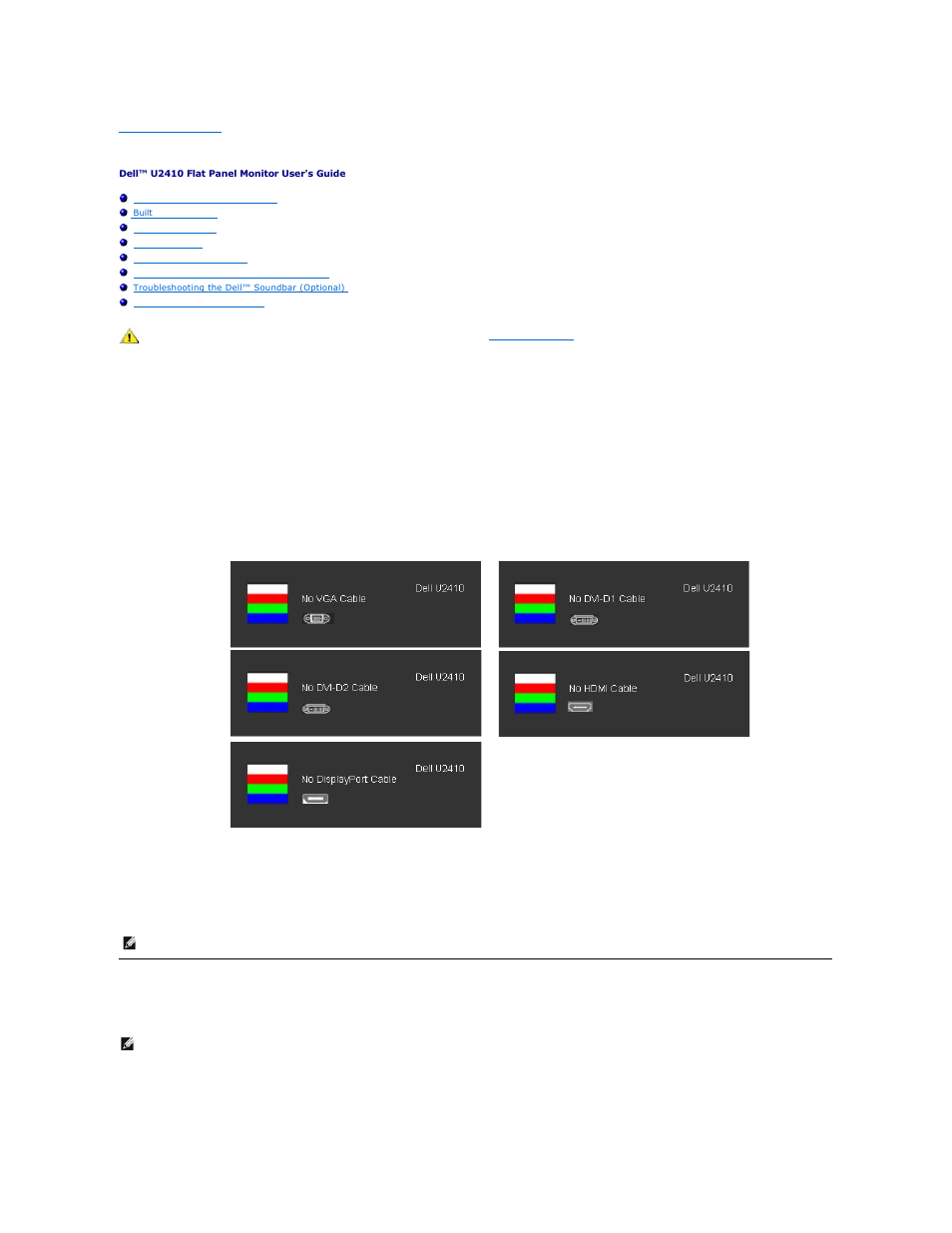 Solving problems, Troubleshooting your monitor, Built-in diagnostics | Dell u2410 User Manual | Page 39 / 43