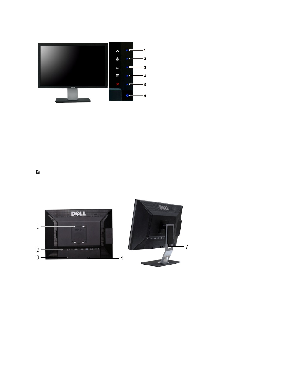 Back view | Dell u2410 User Manual | Page 4 / 43