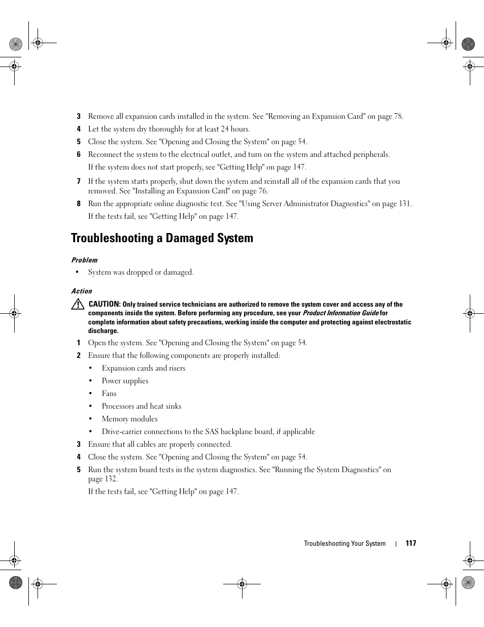 Troubleshooting a damaged system | Dell POWEREDGE 2950 User Manual | Page 117 / 182