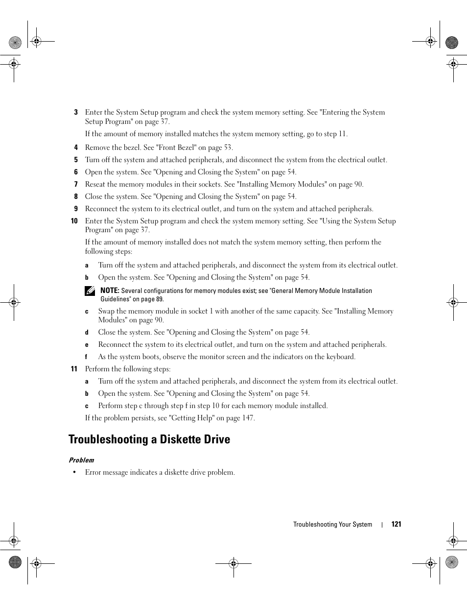 Troubleshooting a diskette drive, Step 11 | Dell POWEREDGE 2950 User Manual | Page 121 / 182